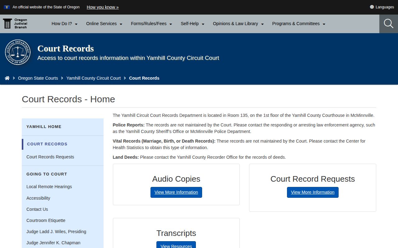 Yamhill County 72 hour release court record source