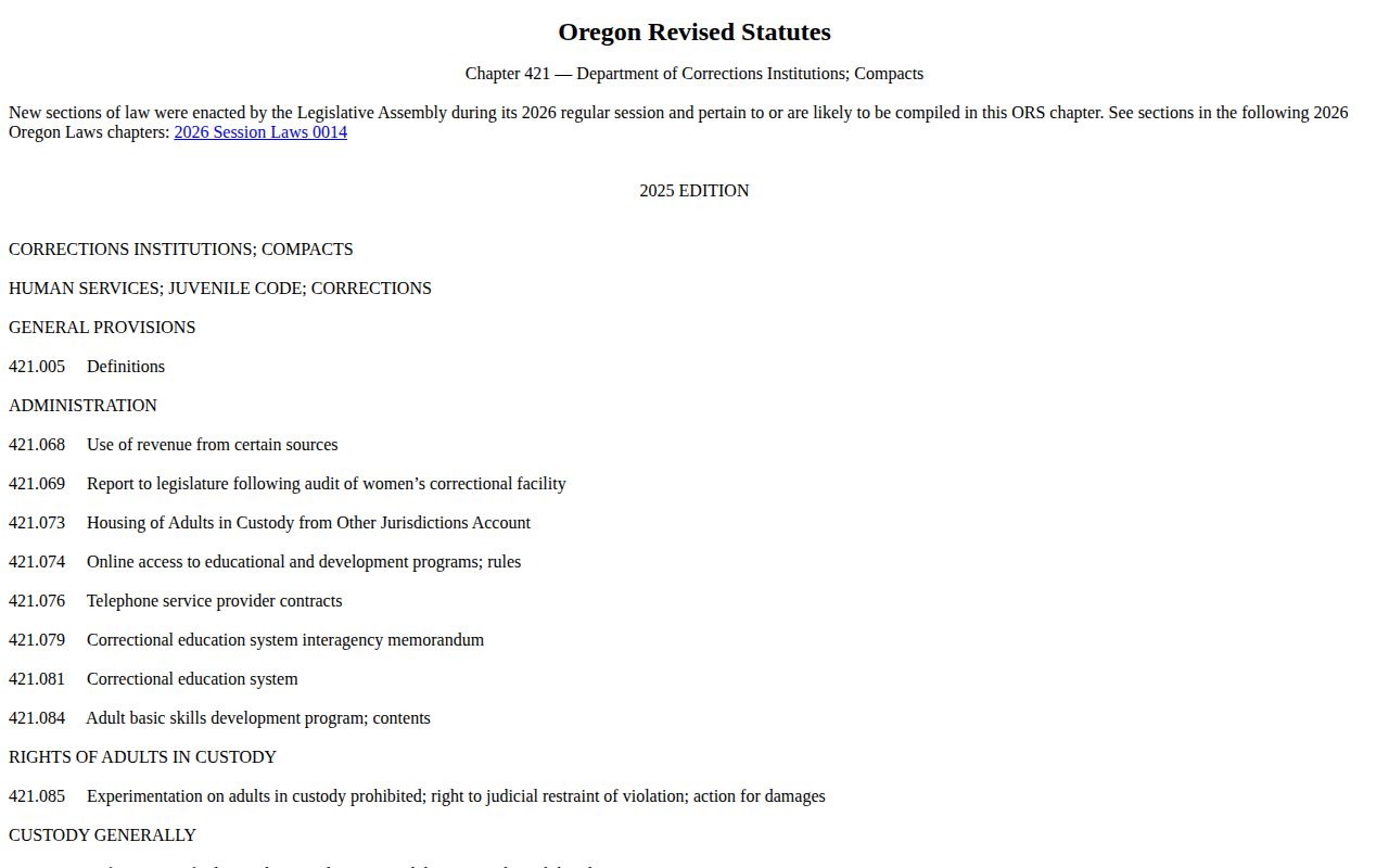 Oregon earned-time statute for a Yamhill County projected release date