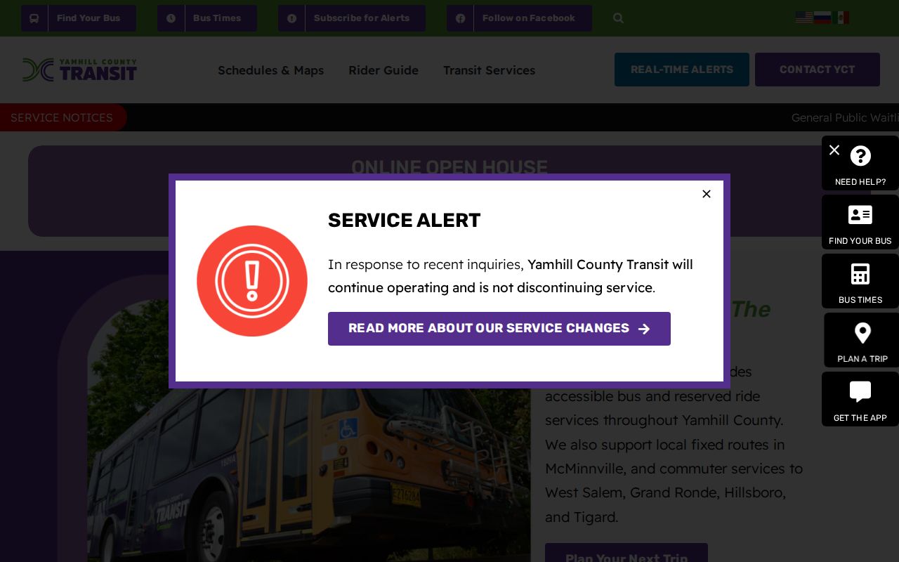Yamhill County Correctional Facility release transit route information